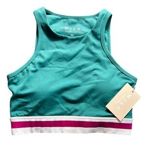 WILO THE LABEL athletic green pink contour crop bra size XS NWT